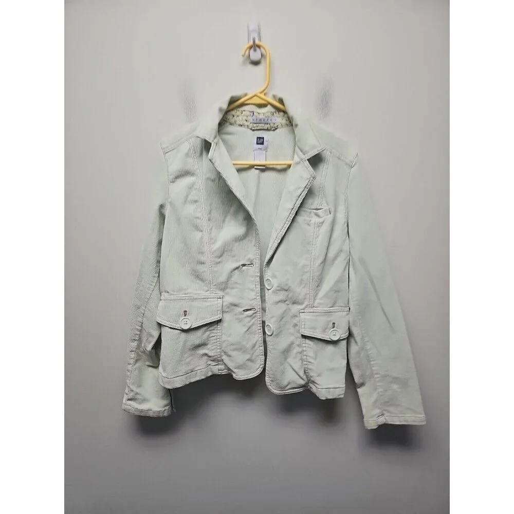 Women's GAP Velvet‎ Corduroy Jacket/Blazer/Coat Size S Cotton Mint Green 6